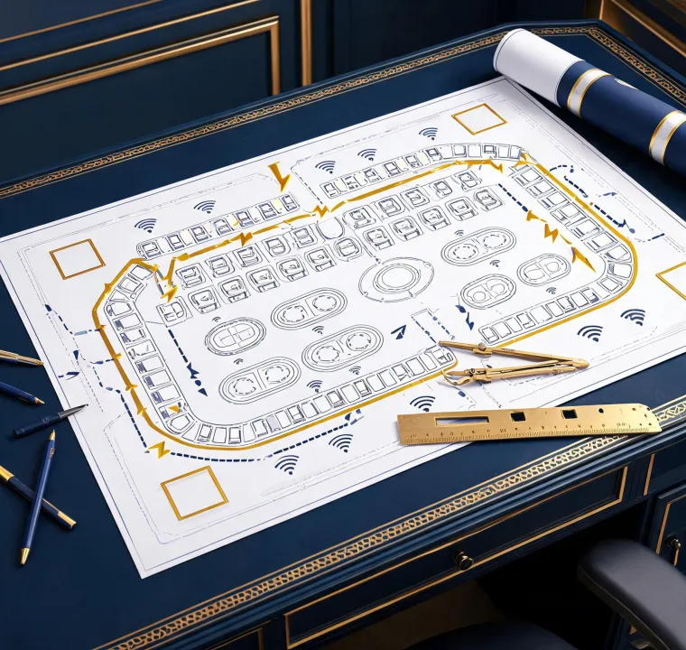 Gaming floor technical review map